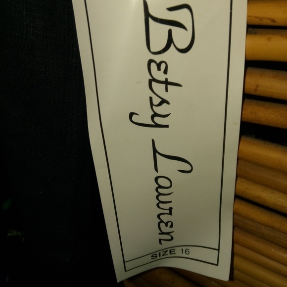 Betsy Lauren 16 Sleeveless Linen Blend Black Embroidered Shift Dress Plus - Picture 3 of 4